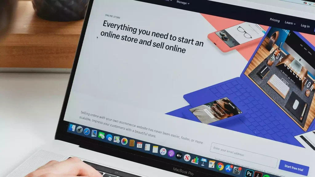 Laptop with e-shopping website open